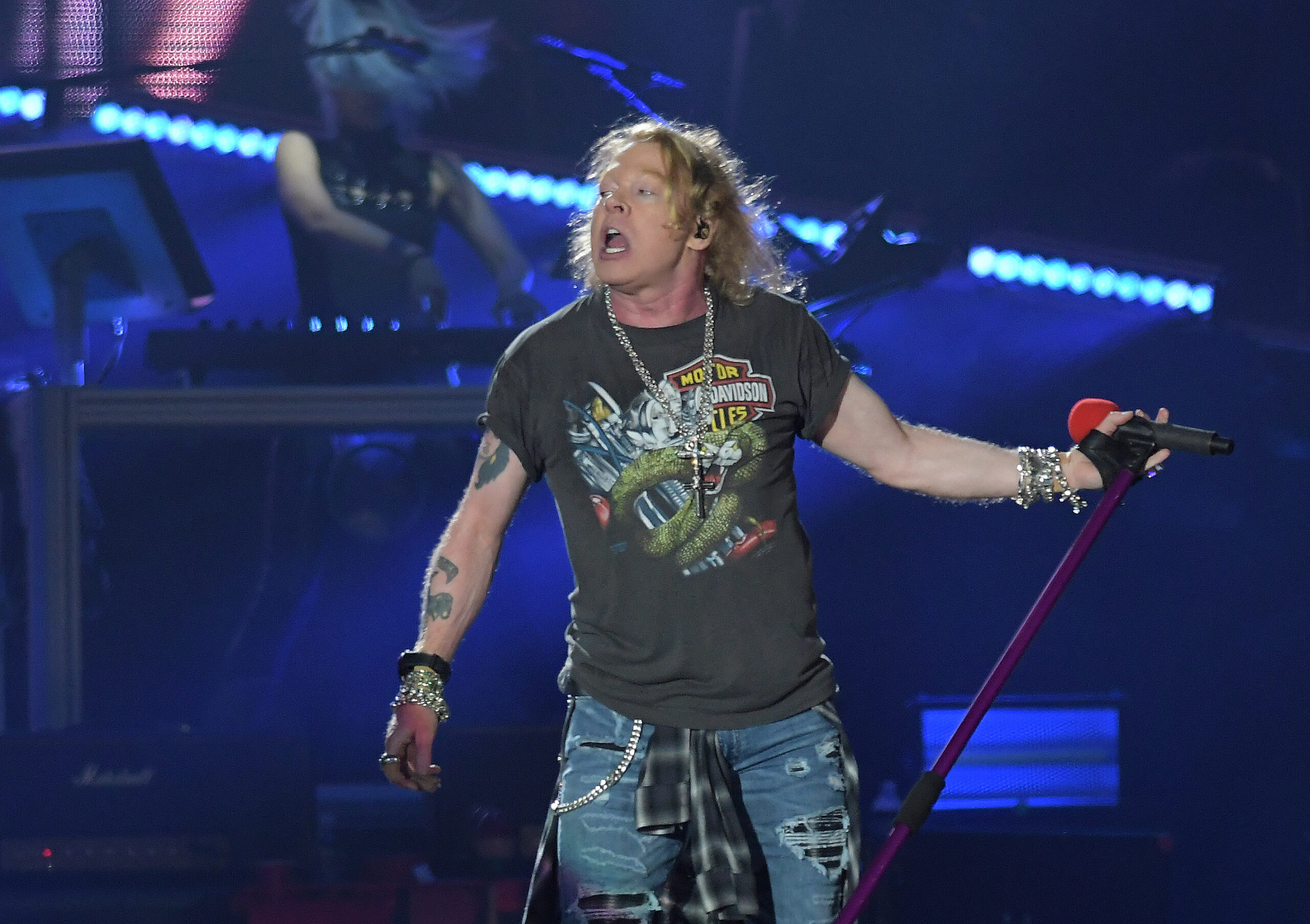 Is Axl Rose gay? Here he is on stage as a rock superstar.